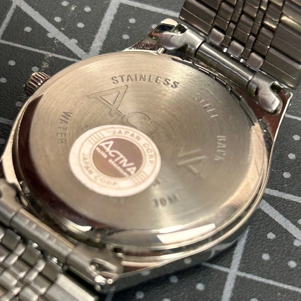 Activa Quartz Watch Silver Tone‎ Blue Mother of Pearl Dial Stainless Steel